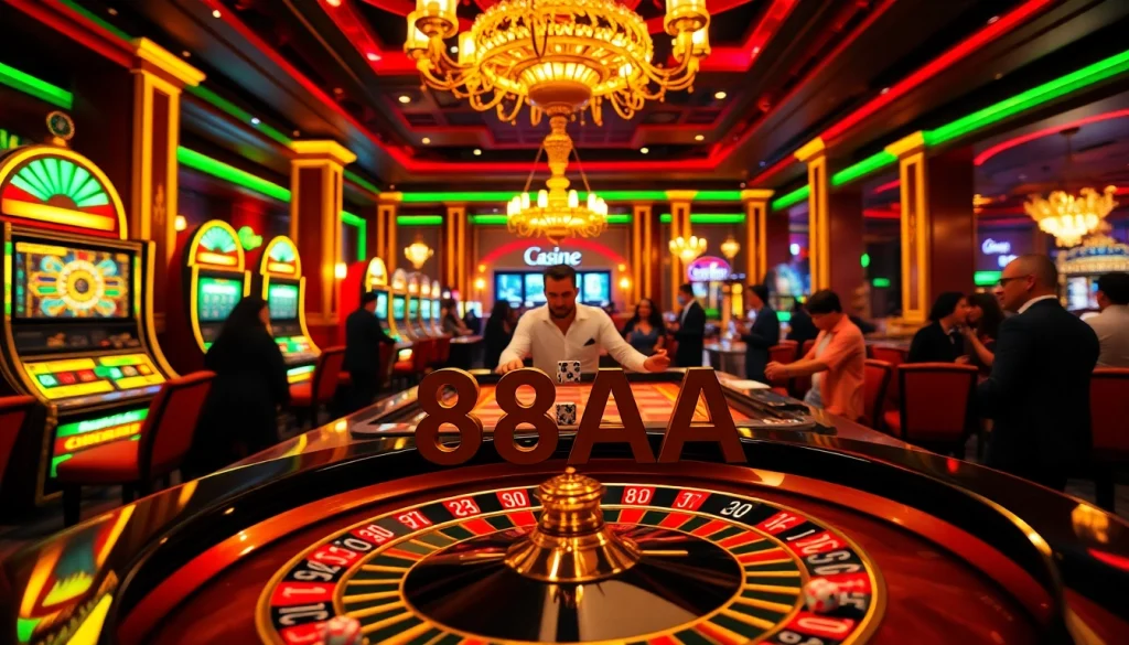 88AA captures the thrill of a casino scene featuring an intense roulette game with vibrant colors.