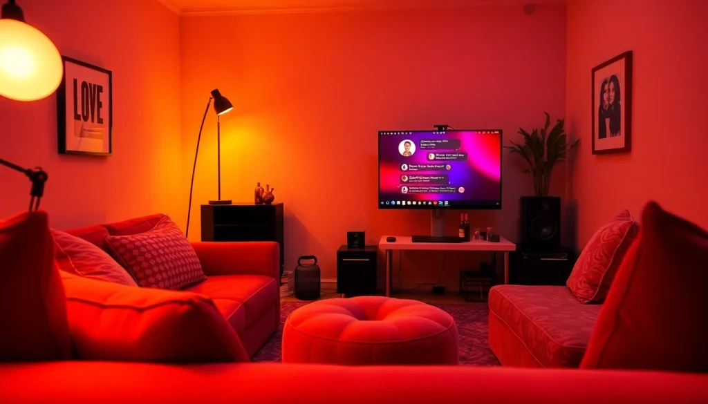 Engaging scene of an inviting virtual chat room for porn ai chat interactions.