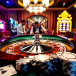 ALO8 casino scene featuring excited players around a roulette table, vibrant and luxurious.